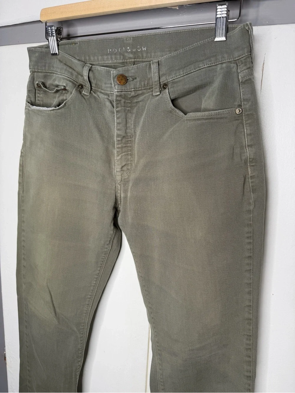 Mott & Bow Mercer Jeans Men's Size 32X30 Moss Green Slim Fit Denim Stretch